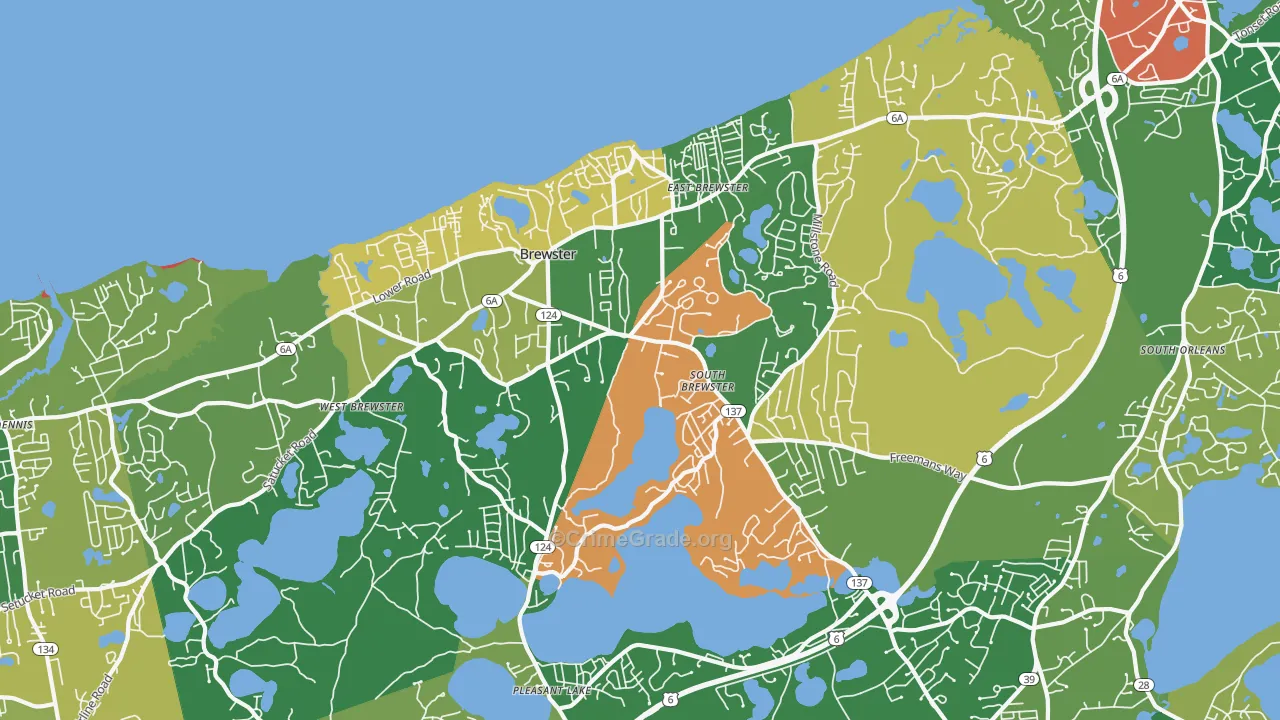 Brewster, MA Map of Assault Rates