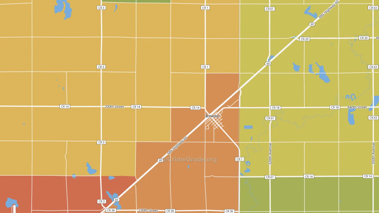 Brewster, MN Map of Assault Rates