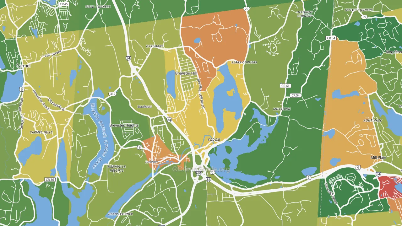 Brewster, NY Map of Assault Rates