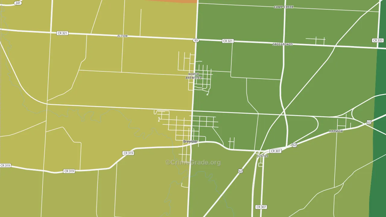 Brewster, OH Map of Assault Rates