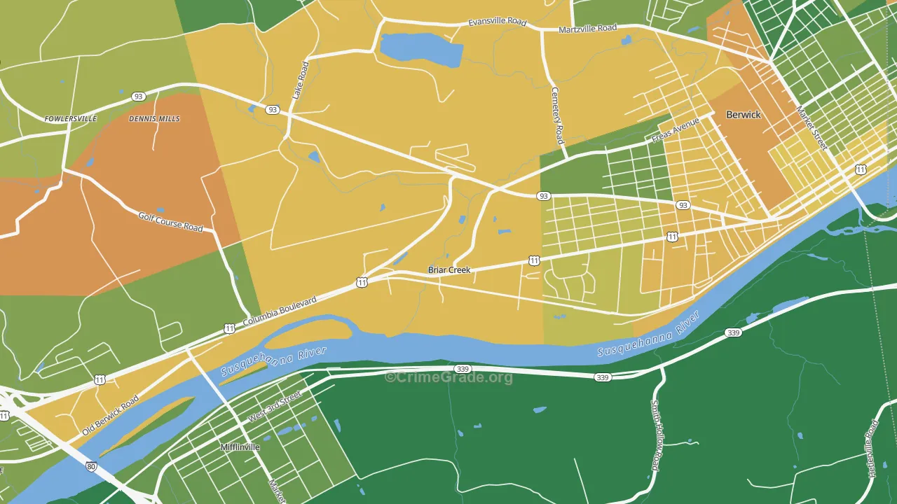 Briar Creek, PA Map of Assault Rates