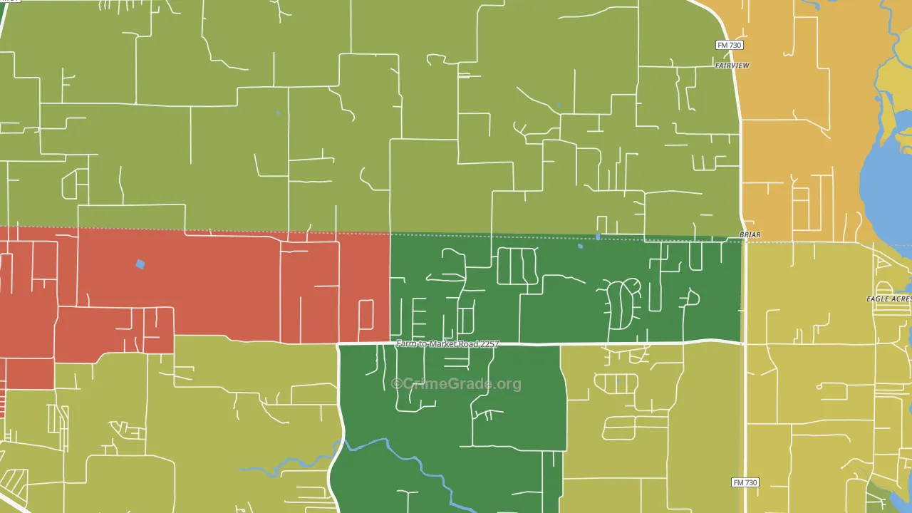 Briar, TX Map of Assault Rates