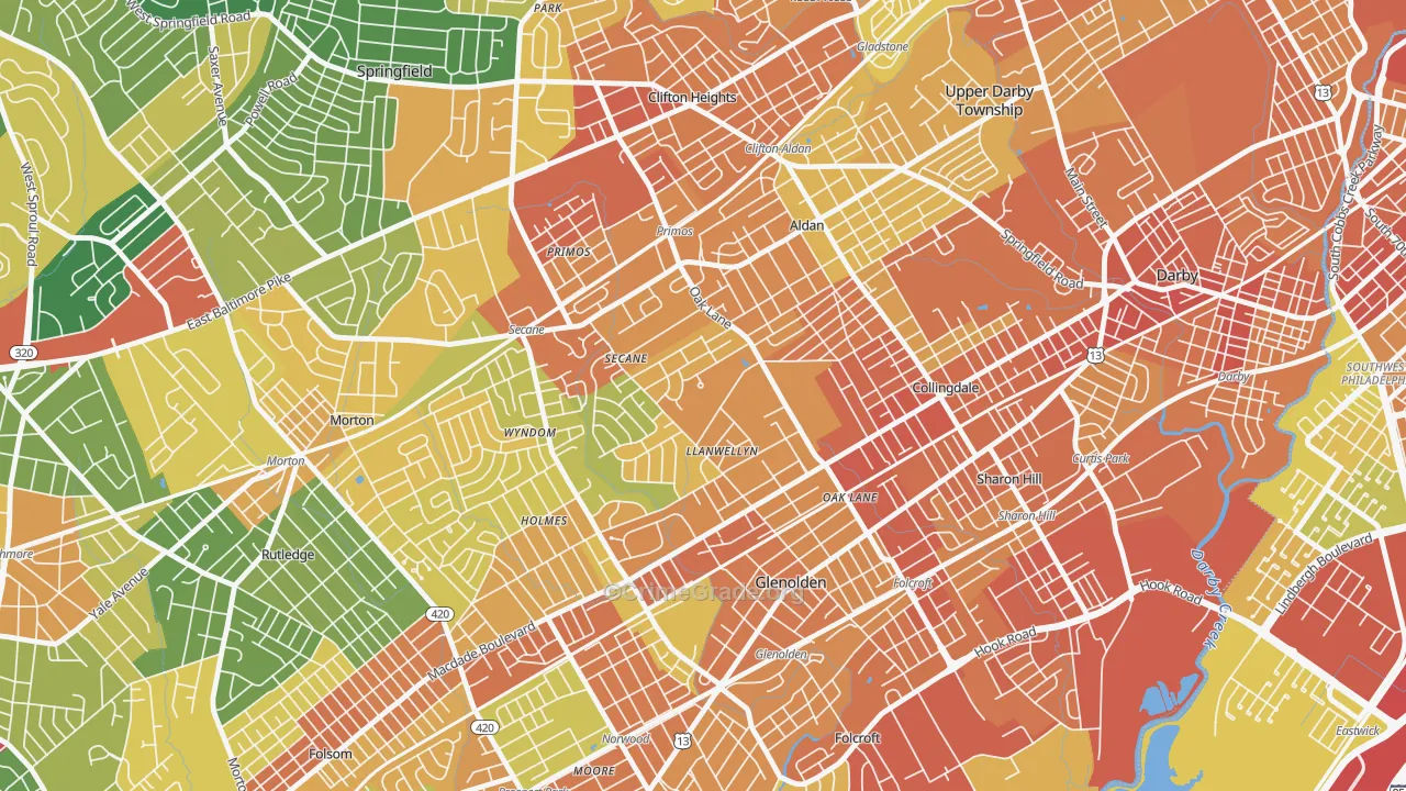 Briarcliffe, Glenolden, PA Map of Assault Rates