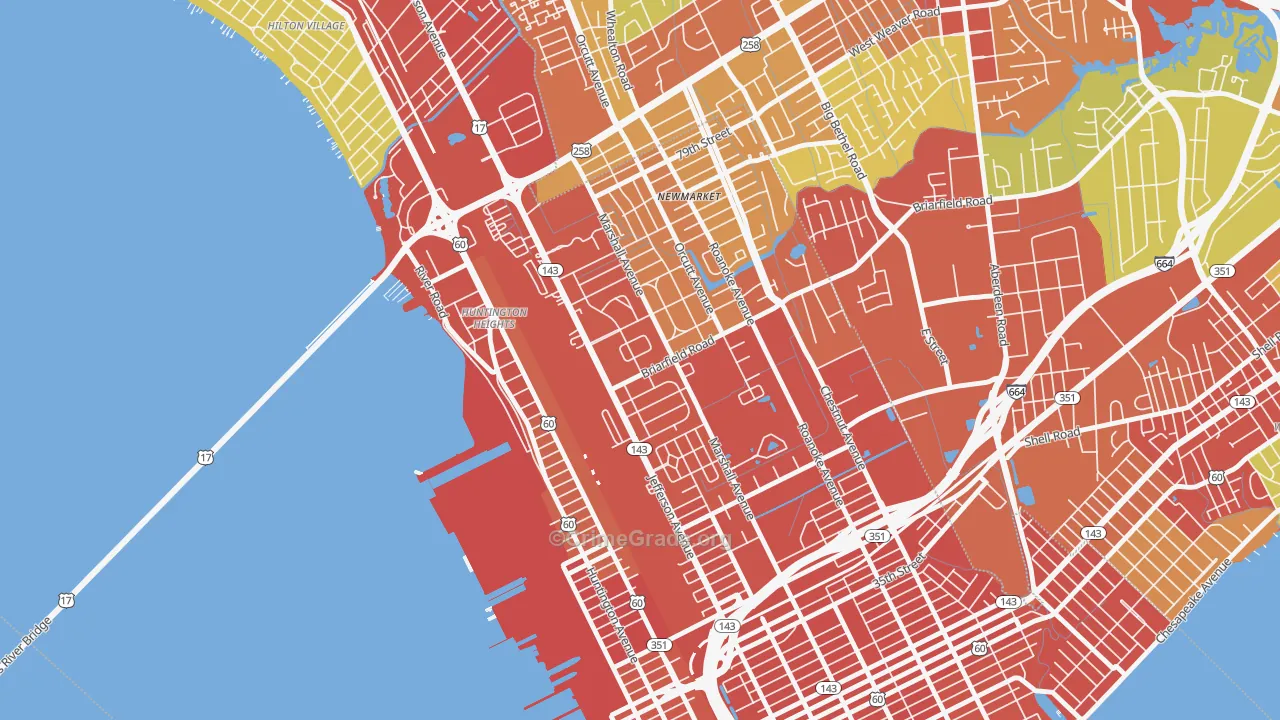 Briarfield, Newport News, VA Map of Assault Rates