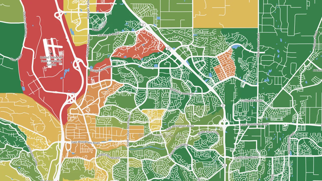 Briargate, Colorado Springs, CO Map of Assault Rates