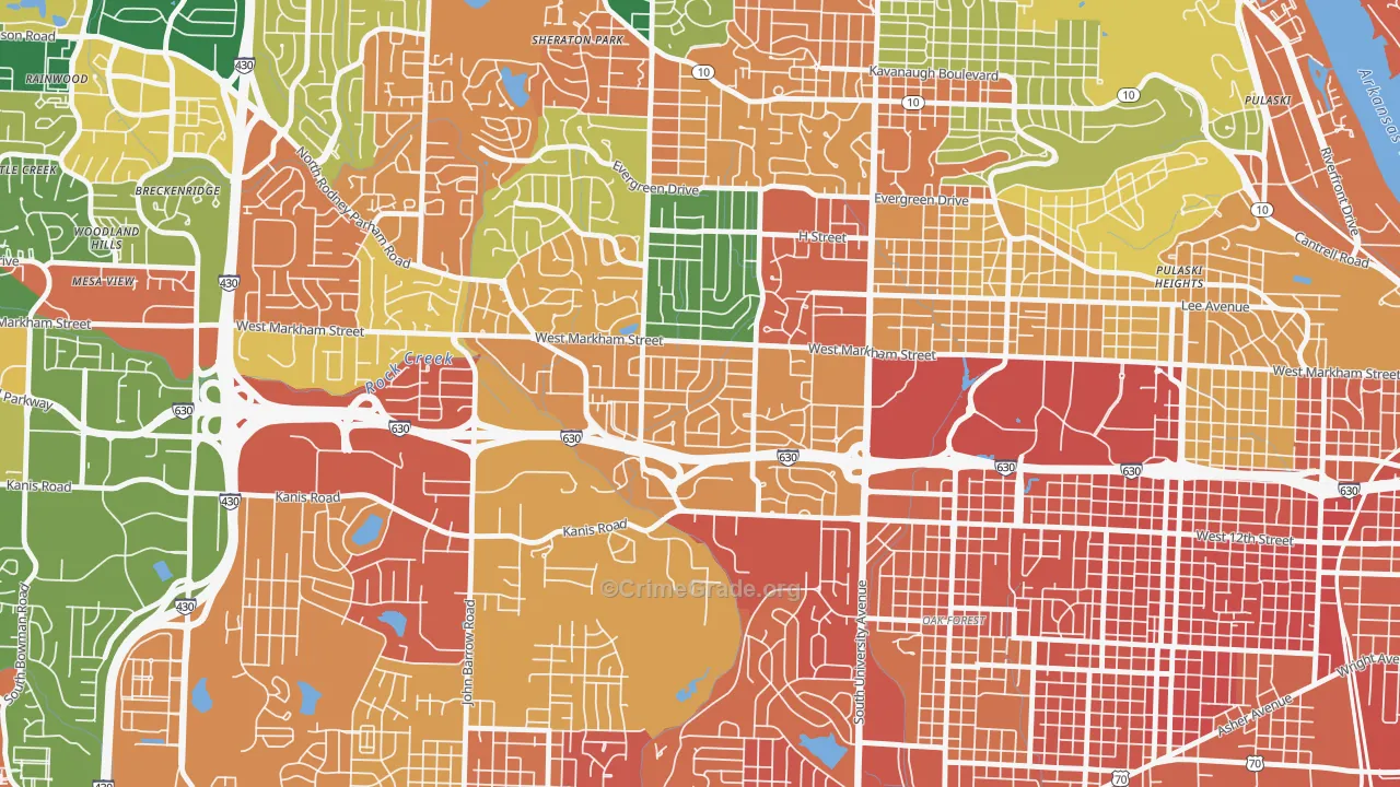 Briarwood, Little Rock, AR Map of Assault Rates