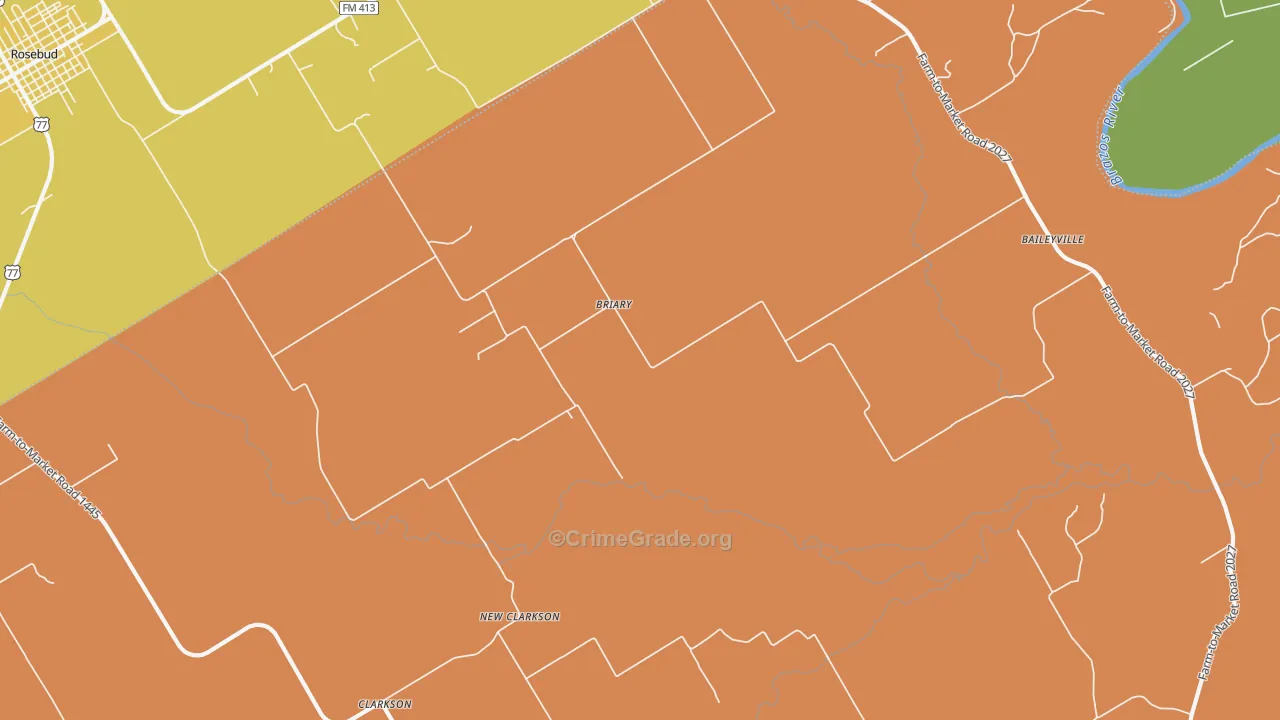 Briary, TX Map of Assault Rates