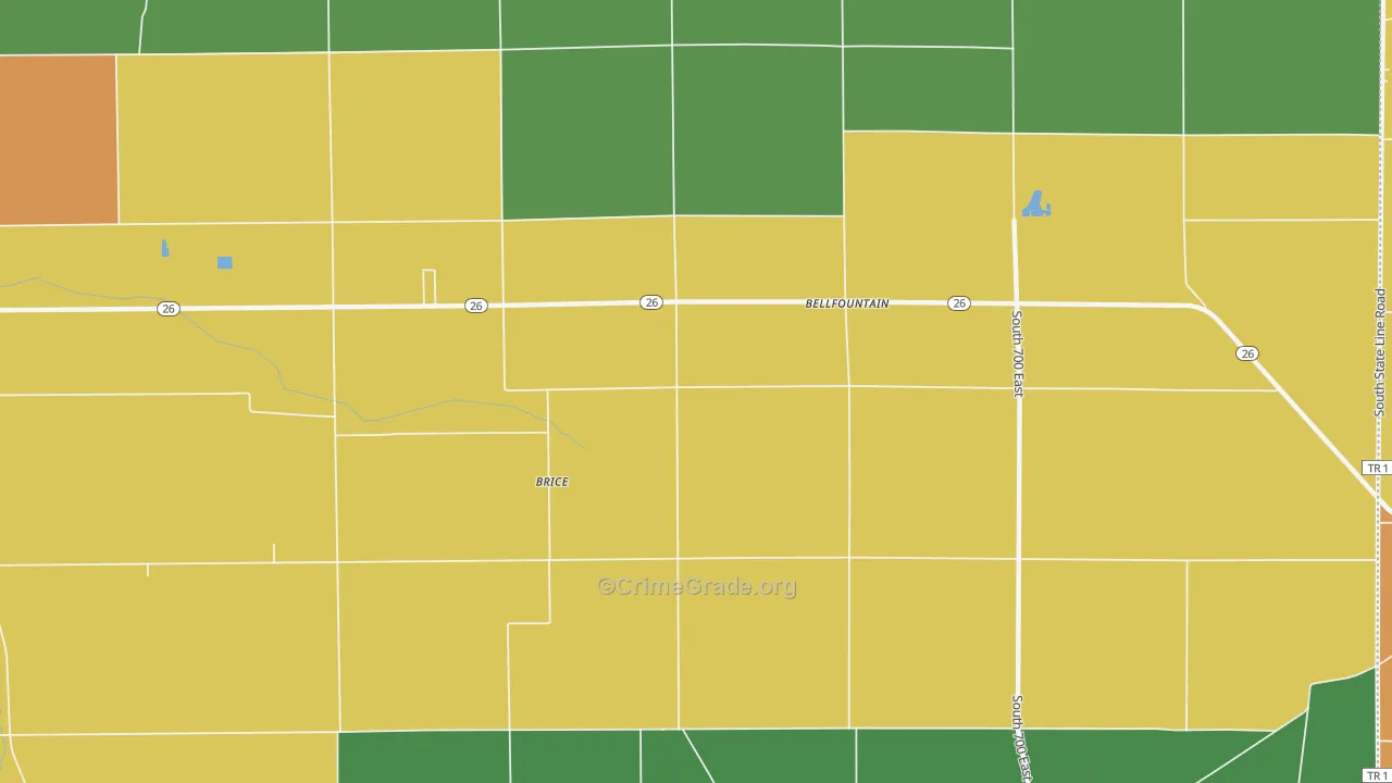 Brice, IN Map of Assault Rates