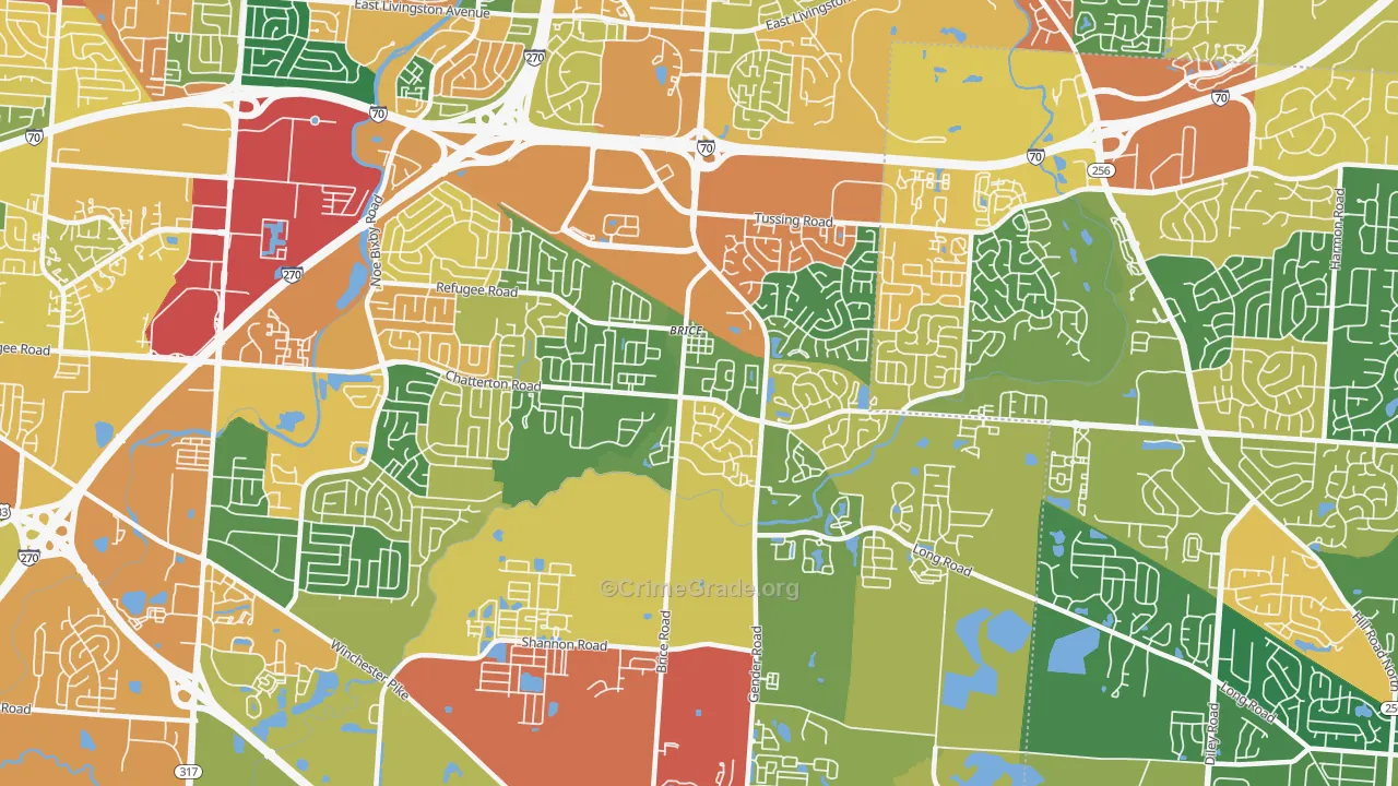 Brice, OH Map of Assault Rates