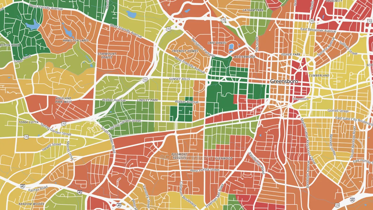 Brice Street Area, Greensboro, NC Map of Assault Rates
