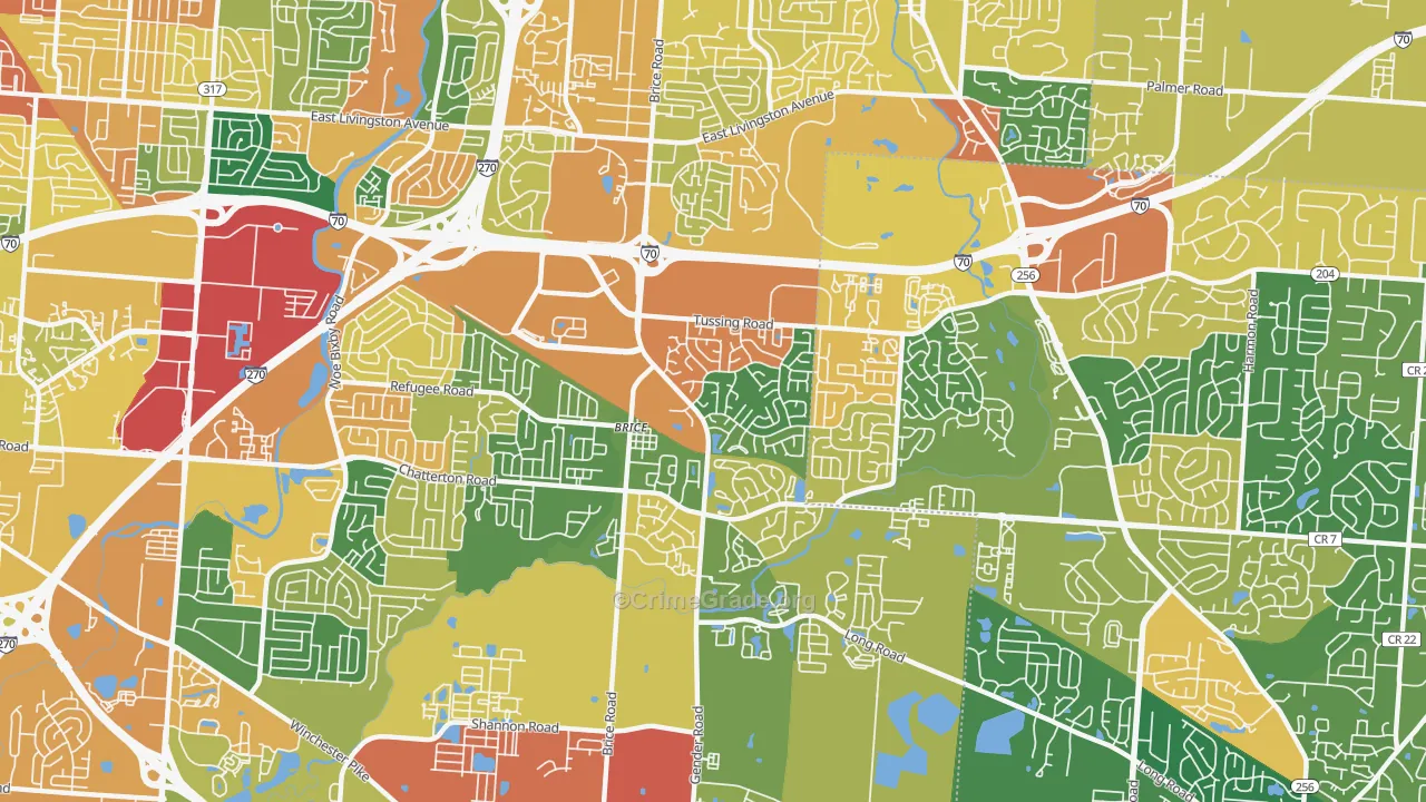 Brice-Tussing, Columbus, OH Map of Assault Rates