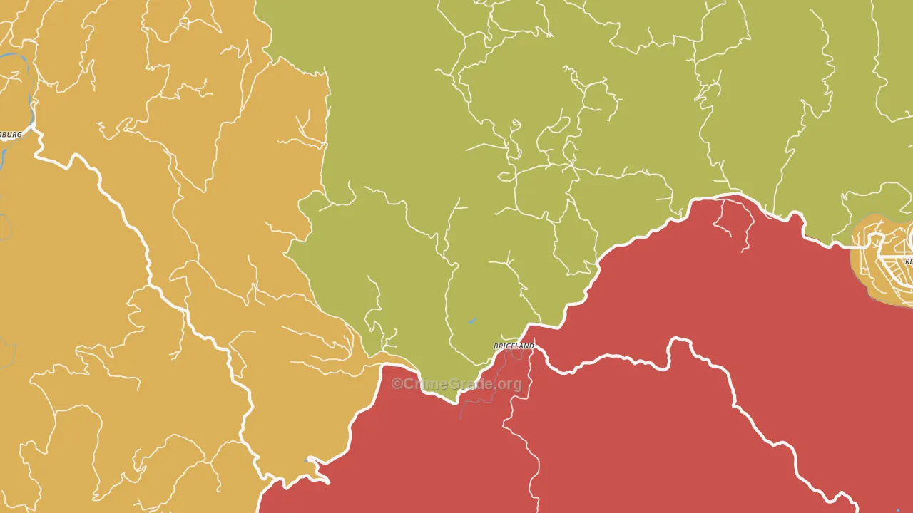 Briceland, CA Map of Assault Rates