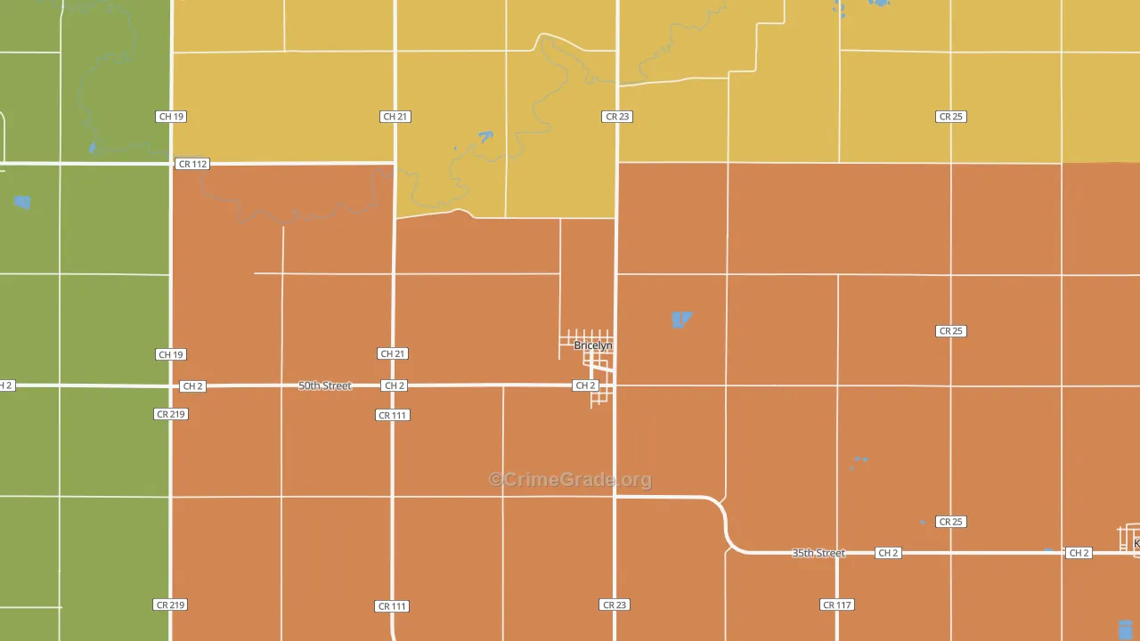 Bricelyn, MN Map of Assault Rates