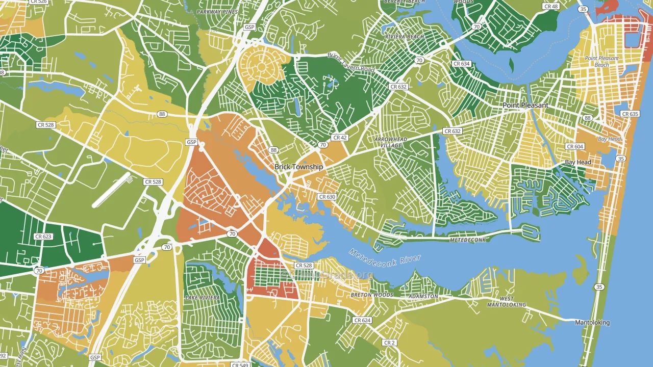 Brick, NJ Map of Assault Rates