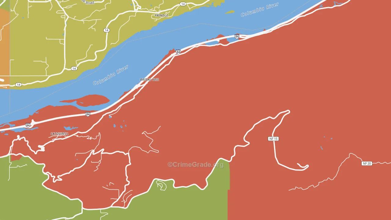 Bridal Veil, OR Map of Assault Rates