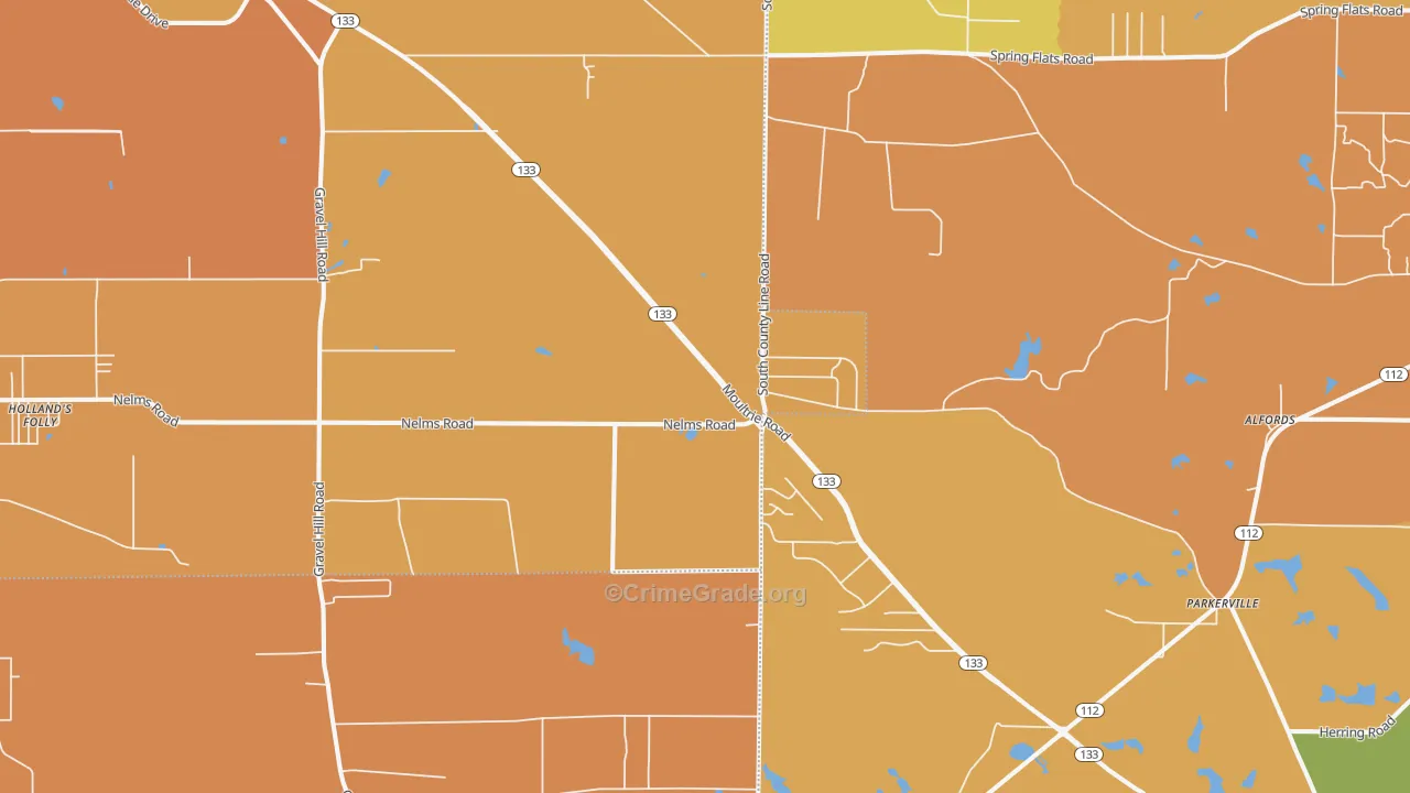 Bridgeboro, GA Map of Assault Rates