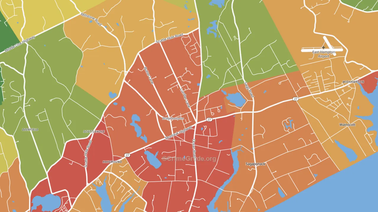Bridgehampton, NY Map of Assault Rates