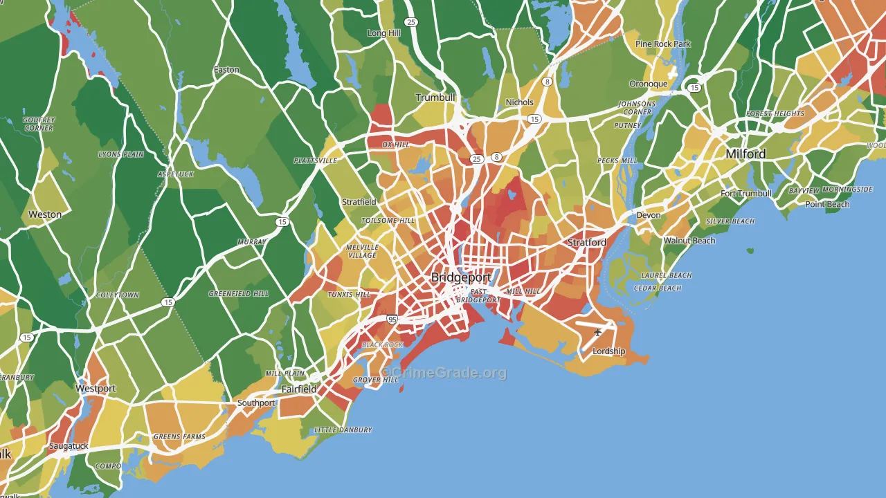 Bridgeport, CT Map of Assault Rates