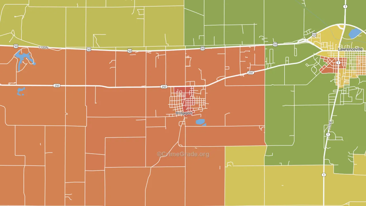 Bridgeport, IL Map of Assault Rates
