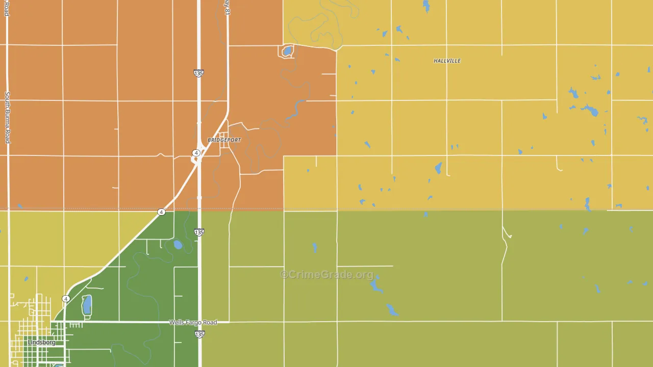 Bridgeport, KS Map of Assault Rates