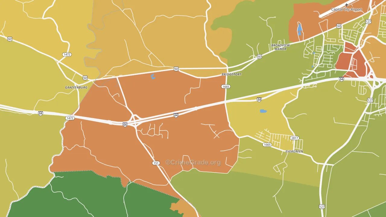 Bridgeport, KY Map of Assault Rates