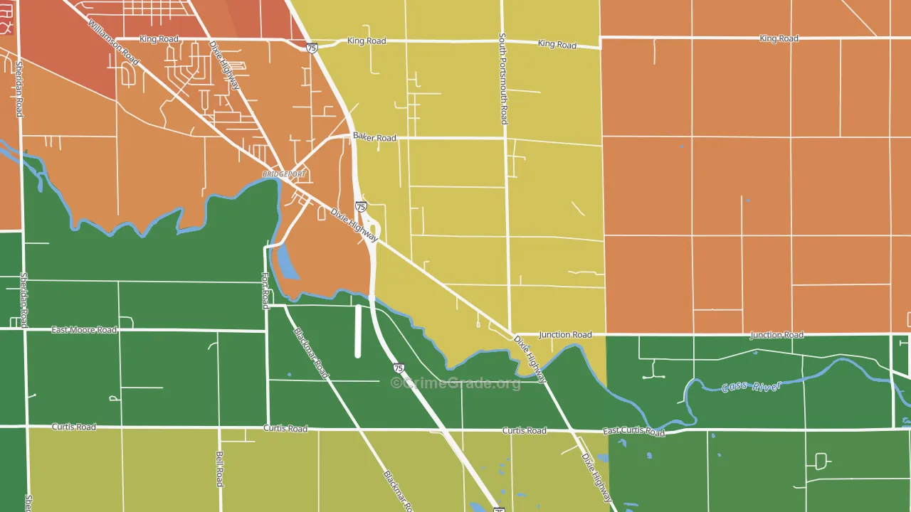 Bridgeport, MI Map of Assault Rates