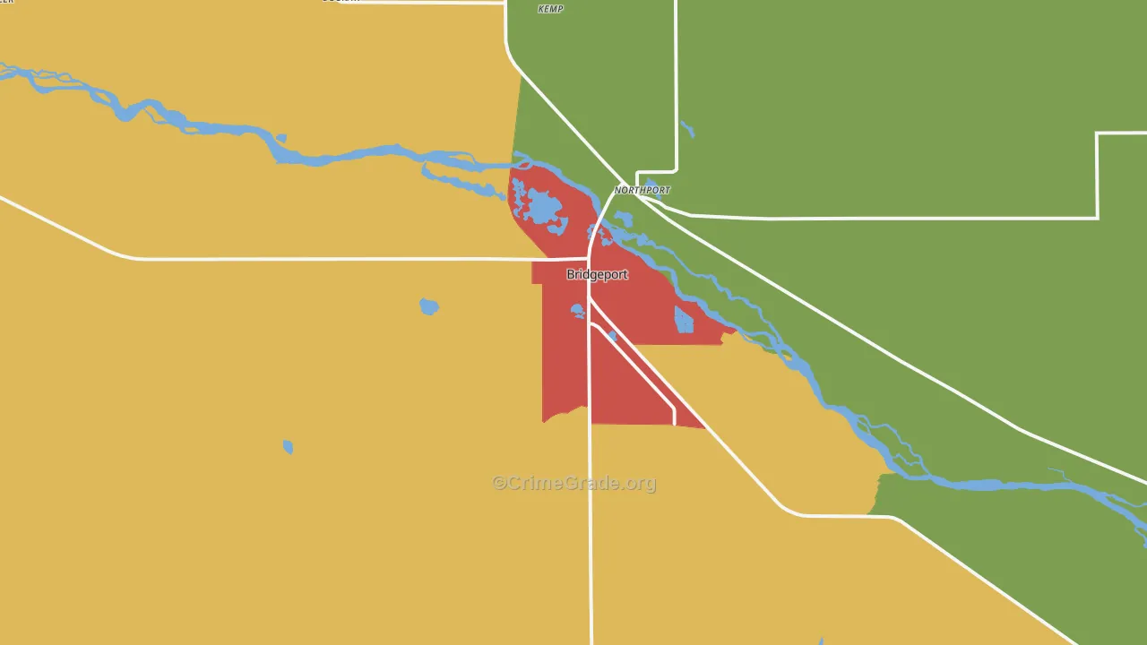 Bridgeport, NE Map of Assault Rates