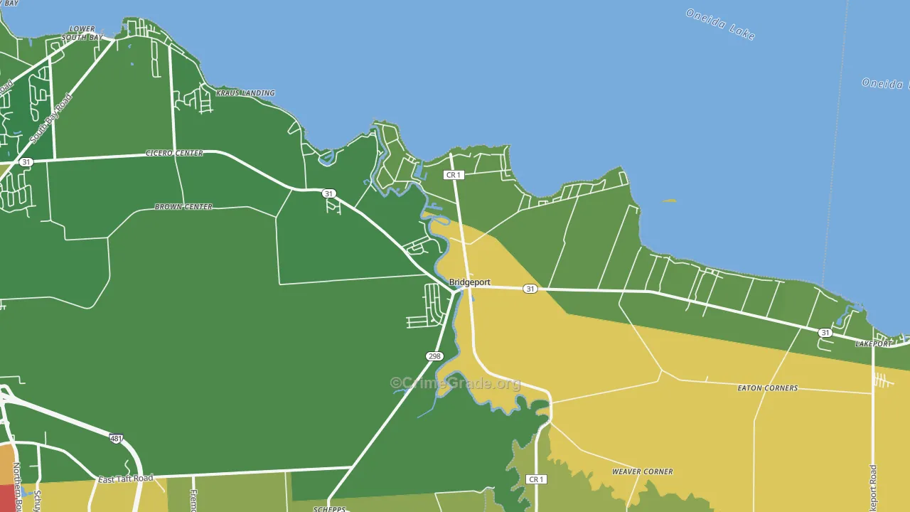 Bridgeport, NY Map of Assault Rates