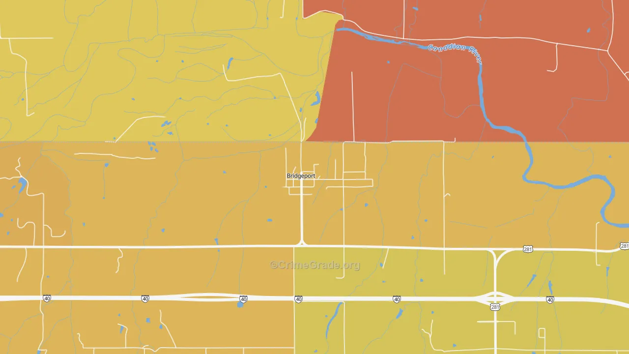 Bridgeport, OK Map of Assault Rates