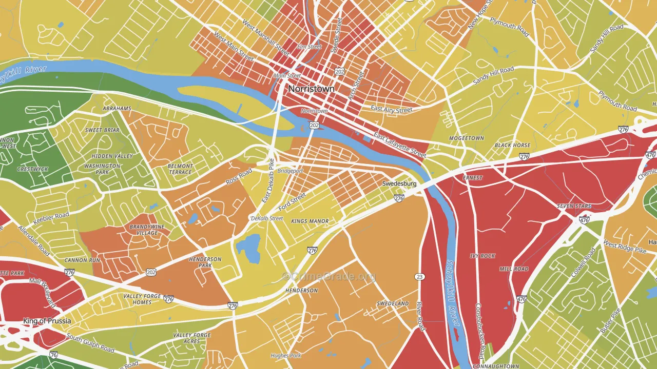 Bridgeport, PA Map of Assault Rates