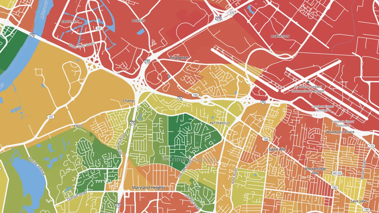 Bridgeton, MO Map of Assault Rates