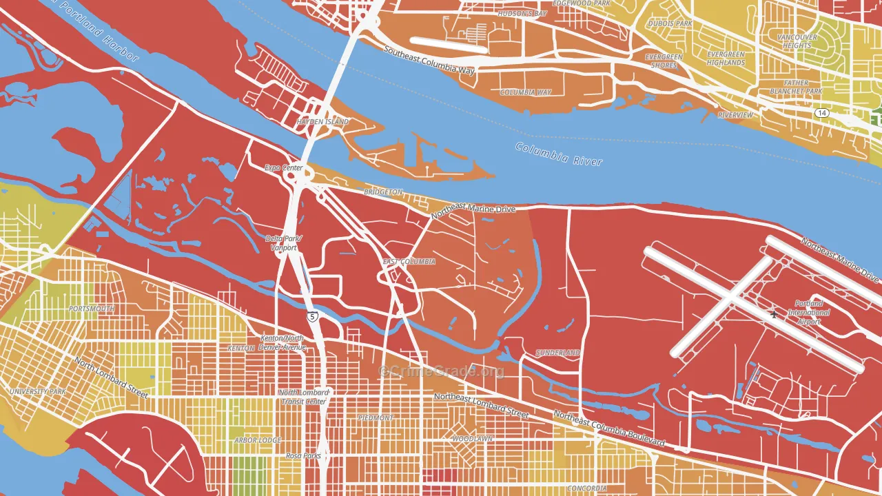 Bridgeton, Portland, OR Map of Assault Rates