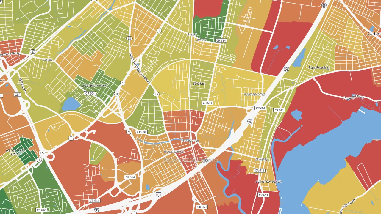 Bridgeton, Woodbridge, NJ Map of Assault Rates