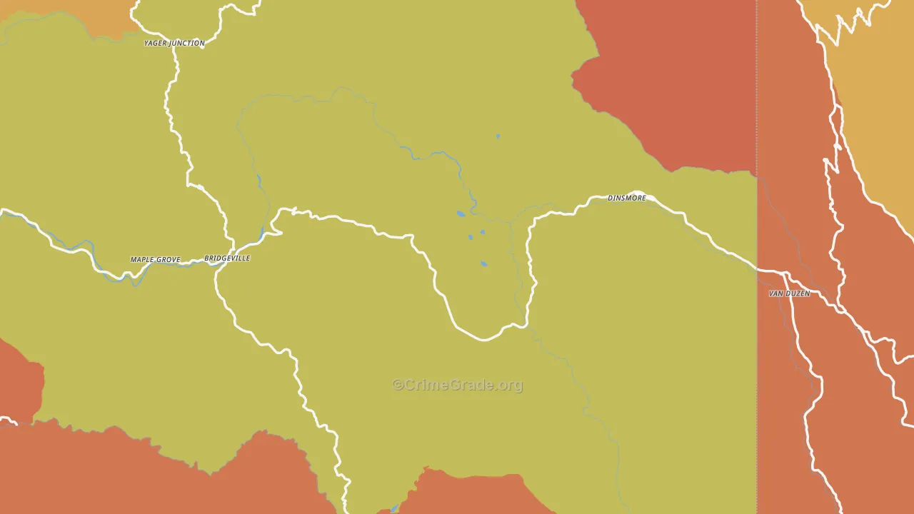 Bridgeville, CA Map of Assault Rates