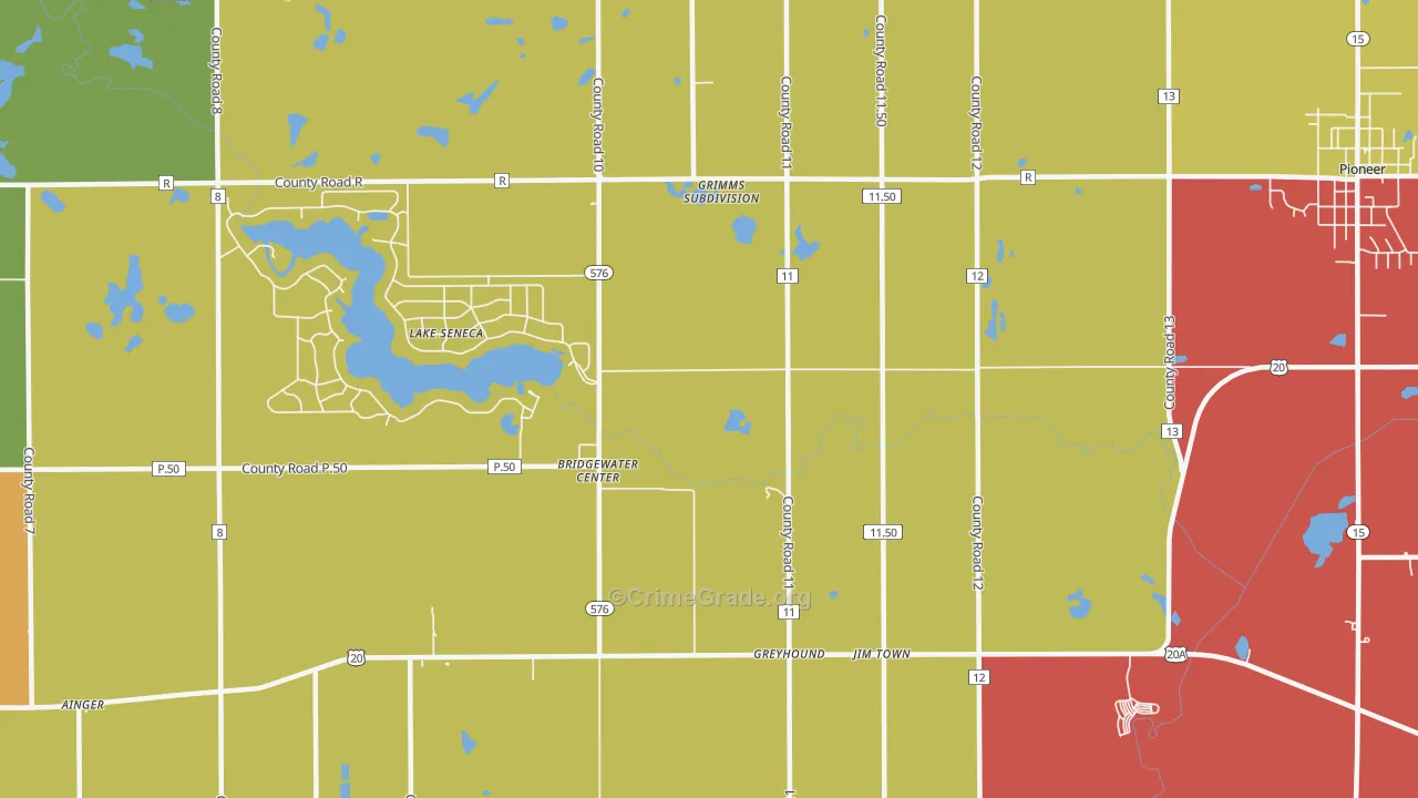 Bridgewater Center, OH Map of Assault Rates