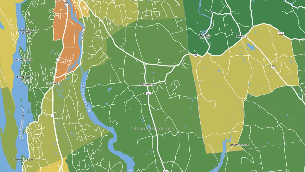 Bridgewater, CT Map of Assault Rates