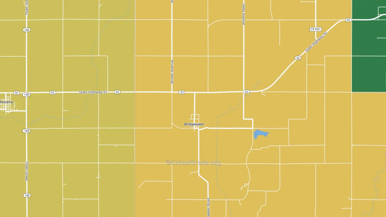 Bridgewater, IA Map of Assault Rates