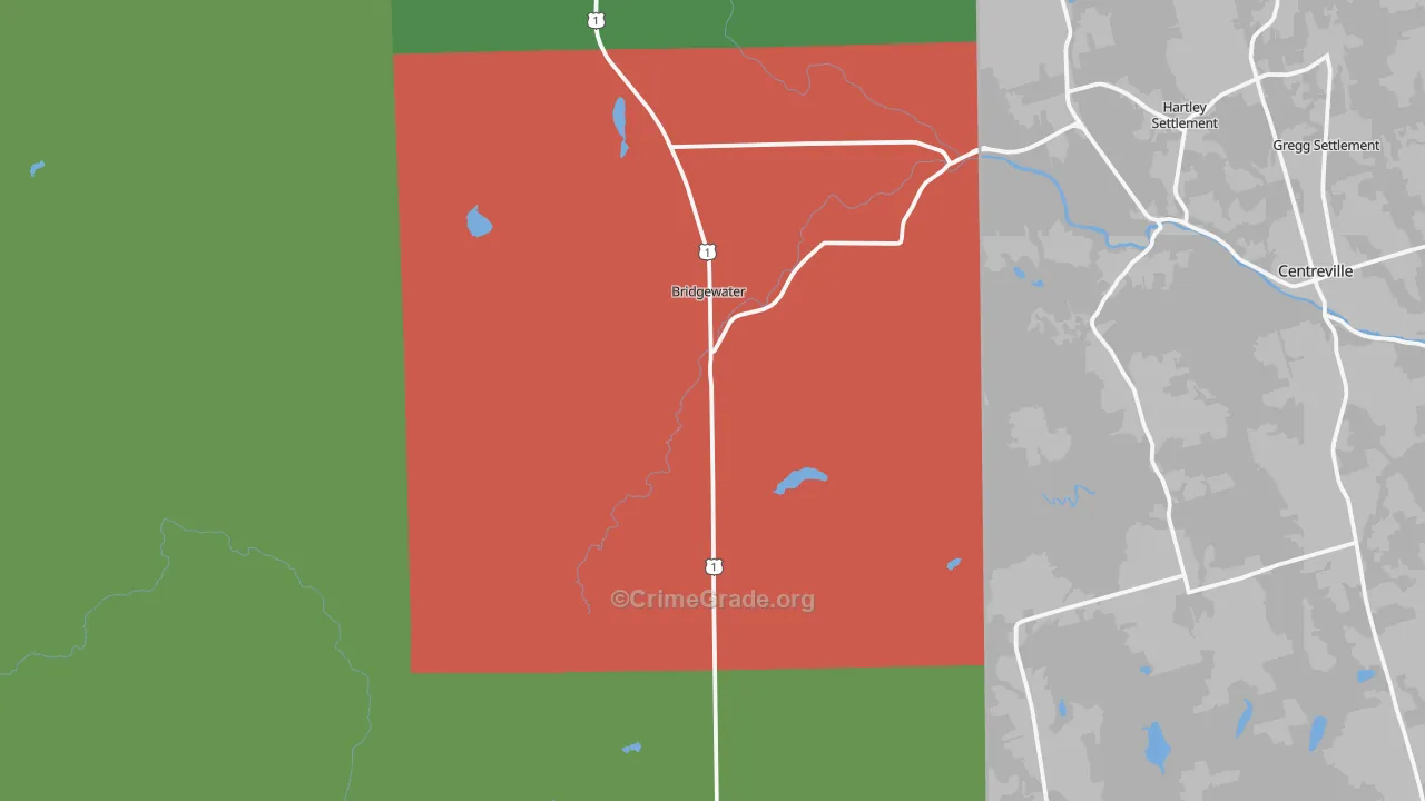 Bridgewater, ME Map of Assault Rates