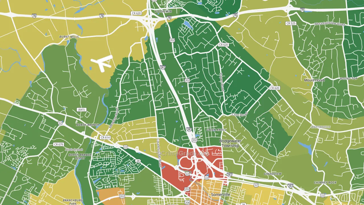 Bridgewater, NJ Map of Assault Rates