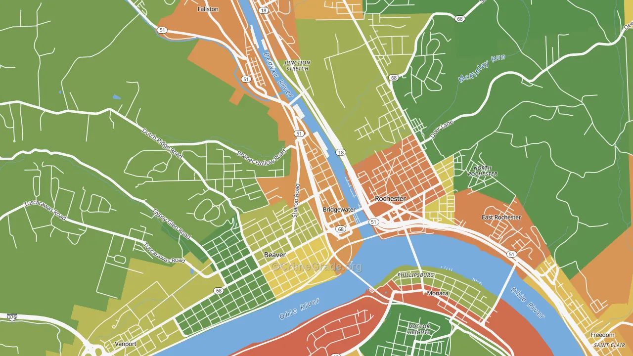 Bridgewater, PA Map of Assault Rates