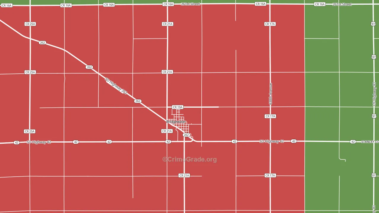 Bridgewater, SD Map of Assault Rates