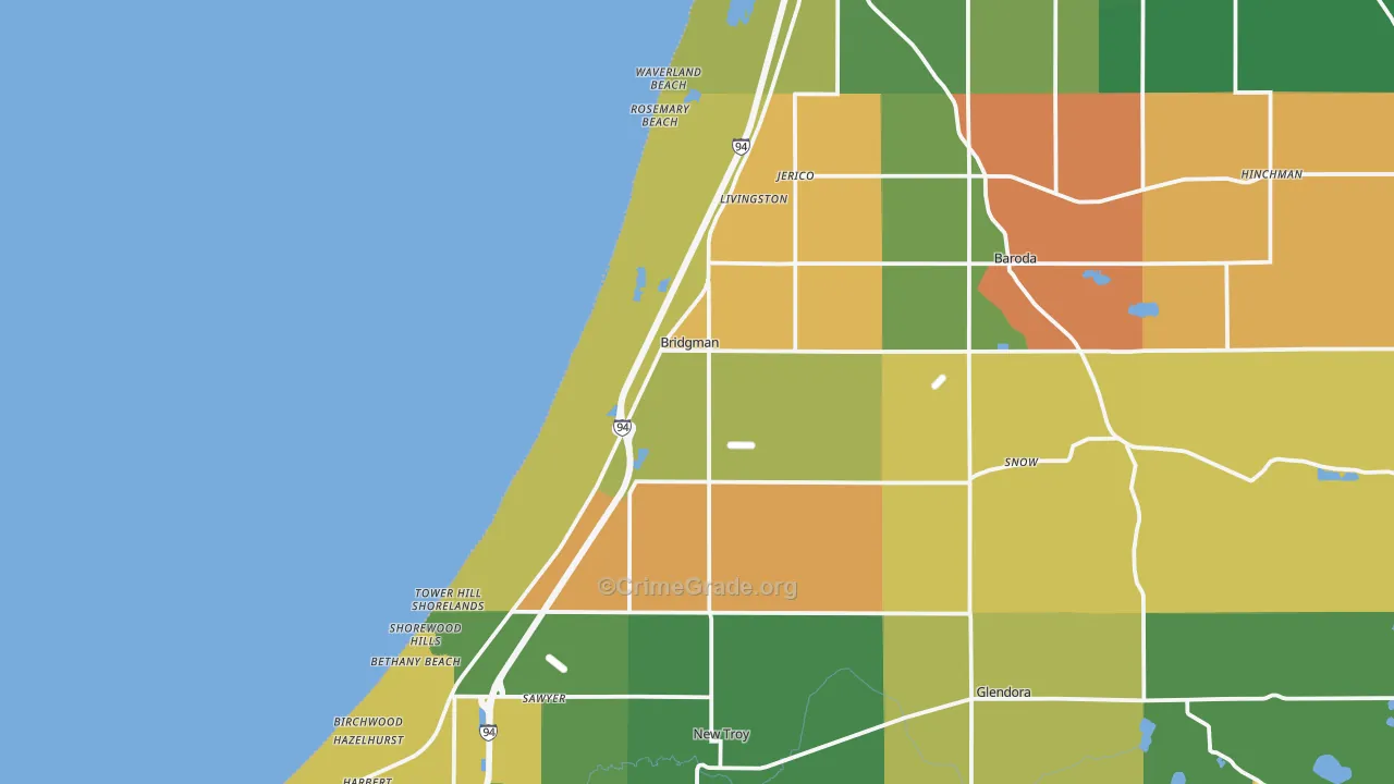 Bridgman, MI Map of Assault Rates