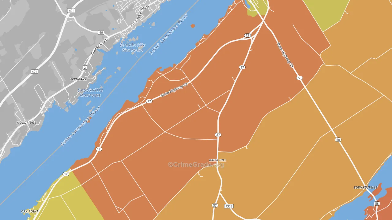 Brier Hill, NY Map of Assault Rates