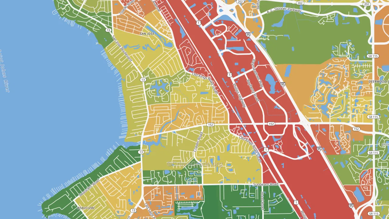 Brierwood, Jacksonville, FL Map of Assault Rates