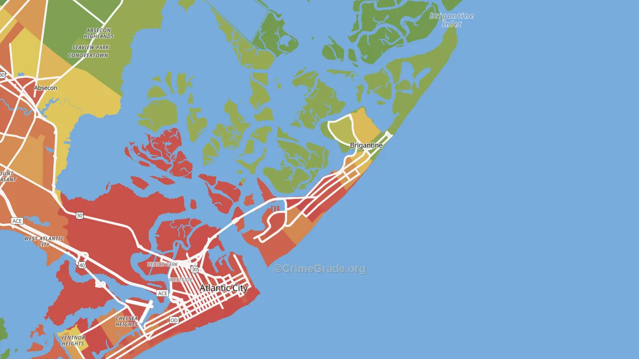 Brigantine, NJ Map of Assault Rates