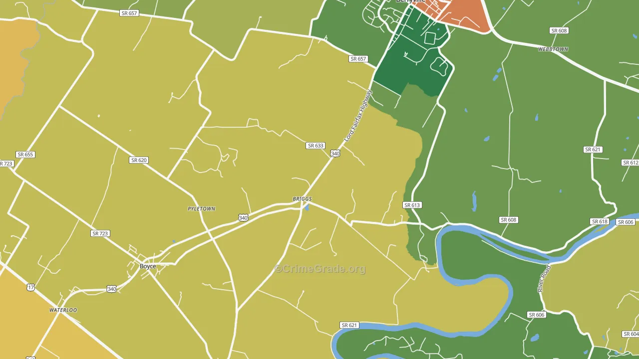 Briggs, VA Map of Assault Rates