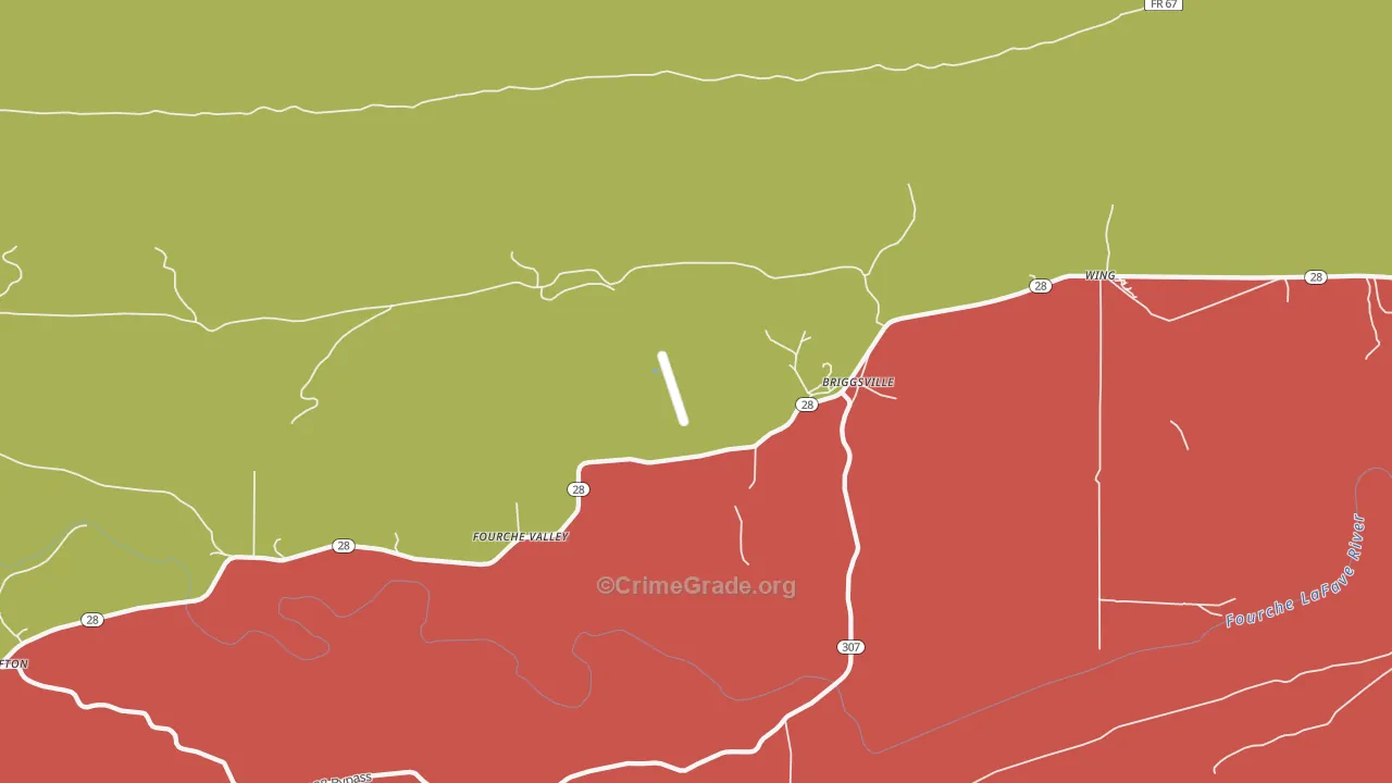 Briggsville, AR Map of Assault Rates
