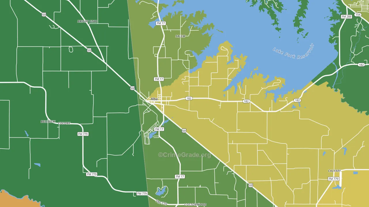 Bright Star, TX Map of Assault Rates