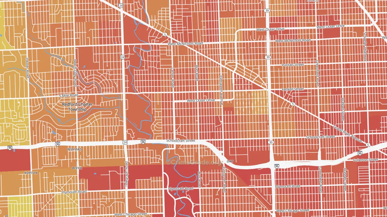 Brightmoor, Detroit, MI Map of Assault Rates