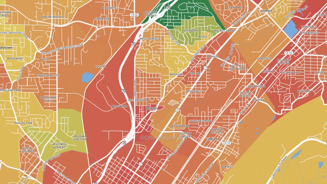 Brighton, AL Map of Assault Rates